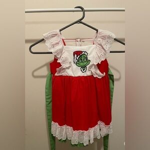 Kids Red and White Grinch Christmas Dress